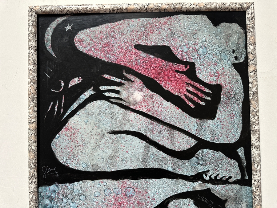 Gerrit Greve (1948-2024, Cardiff by the Sea, CA) Original Acrylic Painting On Canvas Titled 'Within The Cat' Signed Middle Left 24' X 36' Estimate $864 - $1,080 [Photo 3]