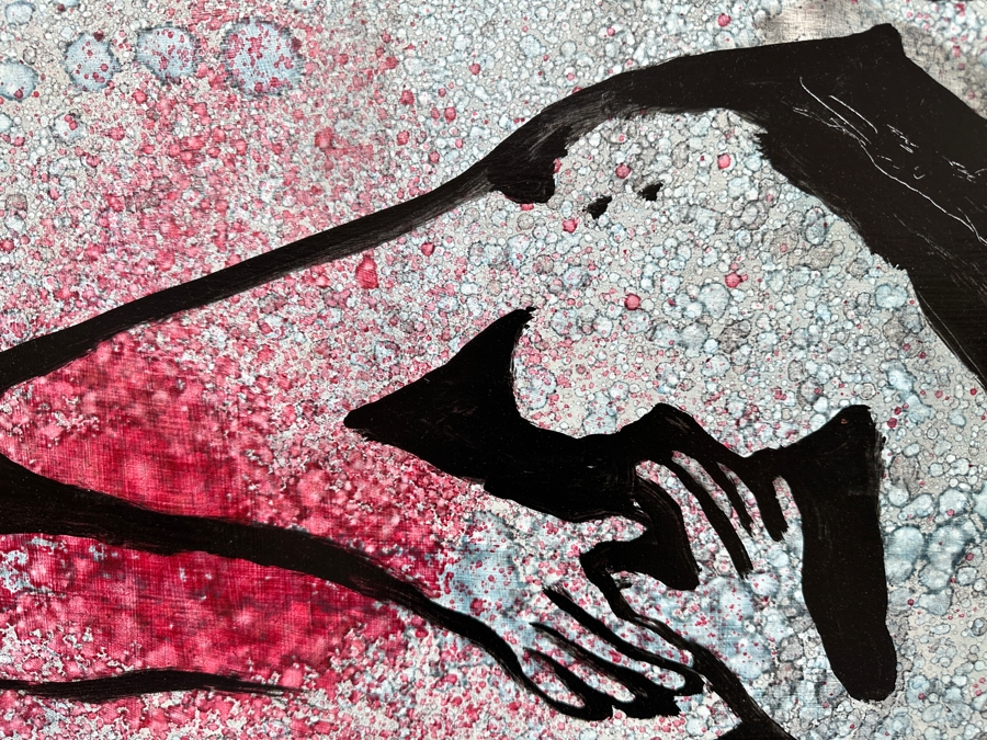 Gerrit Greve (1948-2024, Cardiff by the Sea, CA) Original Acrylic Painting On Canvas Titled 'Within The Cat' Signed Middle Left 24' X 36' Estimate $864 - $1,080 [Photo 5]