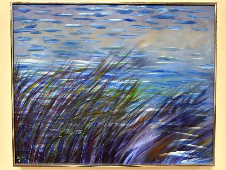 Gerrit Greve (1948-2024, Cardiff by the Sea, CA) Original Acrylic Painting On Canvas Titled 'Misty Reeds' 1988 Signed Lower Left And Verso 30' X 24' Estimate $720 - $900 [Photo 2]