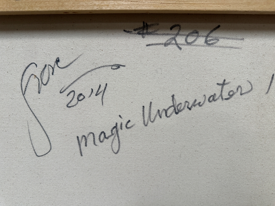 Gerrit Greve (1948-2024, Cardiff by the Sea, CA) Original Acrylic Painting On Canvas Titled 'Magic Underwater 1' 2014 Signed Verso 24' X 24' Estimate $576 - $720 [Photo 6]