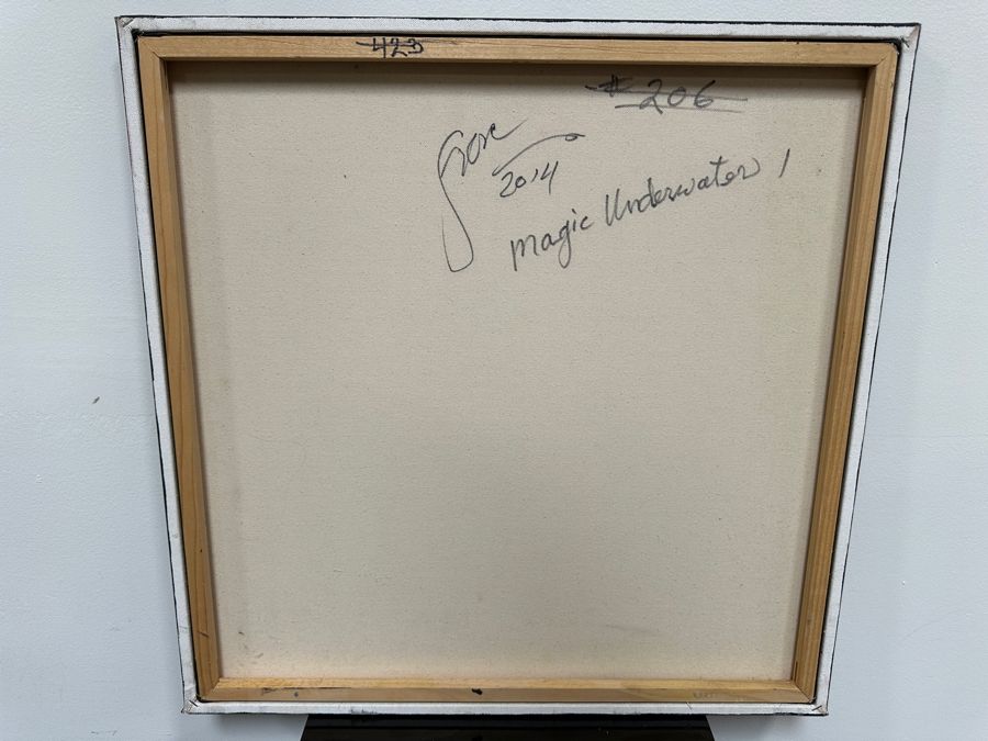 Gerrit Greve (1948-2024, Cardiff by the Sea, CA) Original Acrylic Painting On Canvas Titled 'Magic Underwater 1' 2014 Signed Verso 24' X 24' Estimate $576 - $720 [Photo 4]