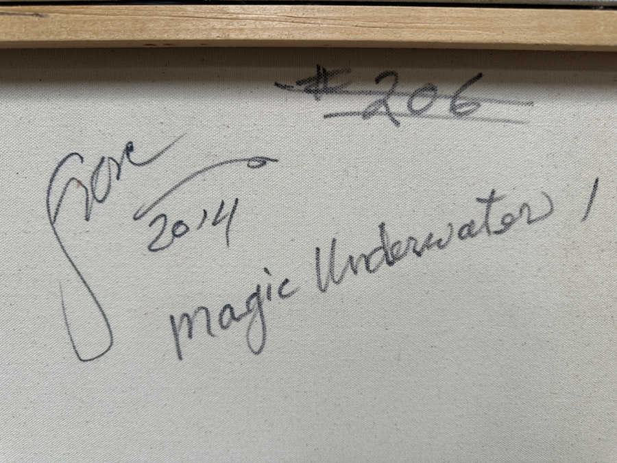 Gerrit Greve (1948-2024, Cardiff by the Sea, CA) Original Acrylic Painting On Canvas Titled 'Magic Underwater 1' 2014 Signed Verso 24' X 24' Estimate $576 - $720 [Photo 5]