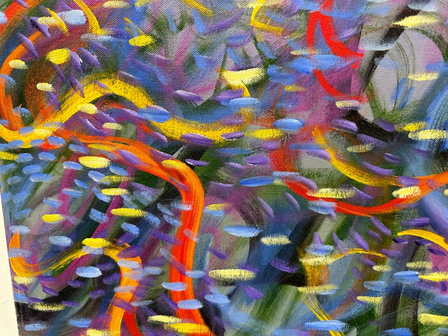 Gerrit Greve (1948-2024, Cardiff by the Sea, CA) Original Acrylic Painting On Canvas Titled 'Magic Underwater 1' 2014 Signed Verso 24' X 24' Estimate $576 - $720 [Photo 3]