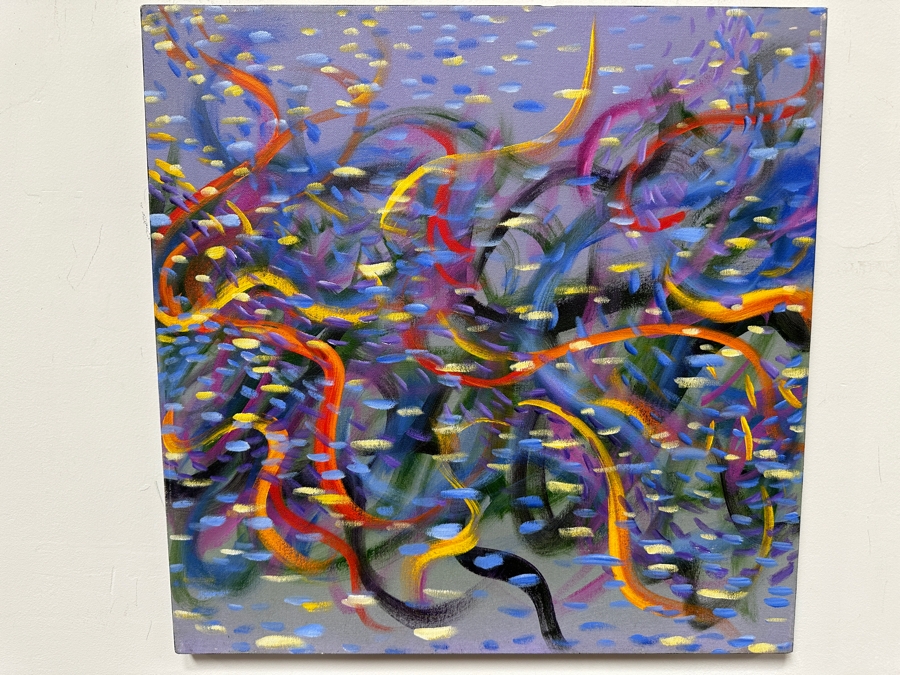 Gerrit Greve (1948-2024, Cardiff by the Sea, CA) Original Acrylic Painting On Canvas Titled 'Magic Underwater 1' 2014 Signed Verso 24' X 24' Estimate $576 - $720 [Photo 2]
