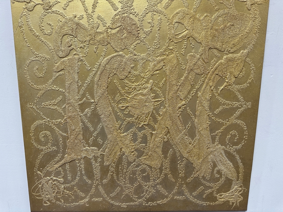 Gerrit Greve (1948-2024, Cardiff by the Sea, CA) Original Acrylic Sand Painting On Canvas Titled 'Golden Son' 2001 Signed Verso 30' X 30' Estimate $900 - $1,125 [Photo 4]