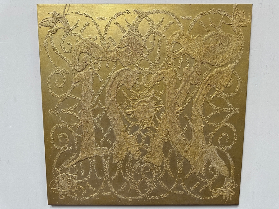 Gerrit Greve (1948-2024, Cardiff by the Sea, CA) Original Acrylic Sand Painting On Canvas Titled 'Golden Son' 2001 Signed Verso 30' X 30' Estimate $900 - $1,125 [Photo 2]