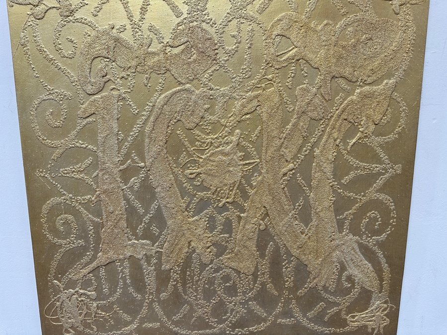 Gerrit Greve (1948-2024, Cardiff by the Sea, CA) Original Acrylic Sand Painting On Canvas Titled 'Golden Son' 2001 Signed Verso 30' X 30' Estimate $900 - $1,125 [Photo 3]