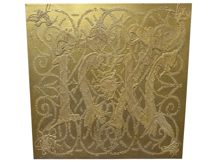 Gerrit Greve (1948-2024, Cardiff by the Sea, CA) Original Acrylic Sand Painting On Canvas Titled 'Golden Son' 2001 Signed Verso 30' X 30' Estimate $900 - $1,125 [Photo 1]