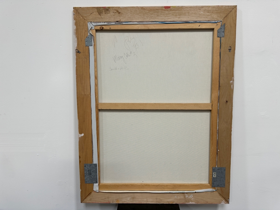 Gerrit Greve (1948-2024, Cardiff by the Sea, CA) Original Acrylic Painting On Canvas Titled 'Many Calls #3' 1993 Signed Verso 30' X 40' Framed 36.5' X 46.5' Estimate $1,200 - $1,500 [Photo 6]