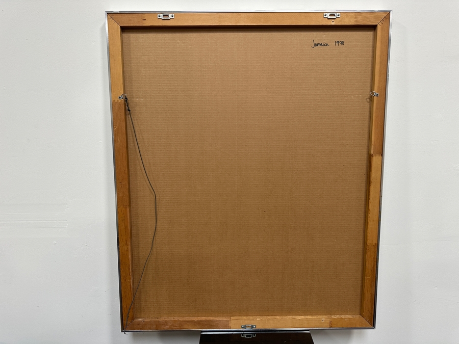 Gerrit Greve (1948-2024, Cardiff by the Sea, CA) Original Mixed Media Painting On Paper Titled 'Jamaica' 1978 Signed Lower Right 26' X 33' Framed 34.5' X 41.5' (Missing Glass) Estimate $858 - $1,073 [Photo 13]