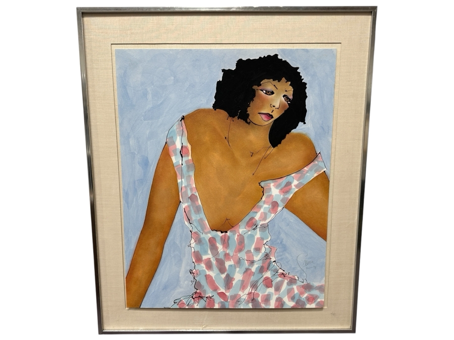 Gerrit Greve (1948-2024, Cardiff by the Sea, CA) Original Mixed Media Painting On Paper Titled 'Jamaica' 1978 Signed Lower Right 26' X 33' Framed 34.5' X 41.5' (Missing Glass) Estimate $858 - $1,073 [Photo 1]