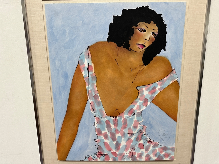 Gerrit Greve (1948-2024, Cardiff by the Sea, CA) Original Mixed Media Painting On Paper Titled 'Jamaica' 1978 Signed Lower Right 26' X 33' Framed 34.5' X 41.5' (Missing Glass) Estimate $858 - $1,073 [Photo 3]