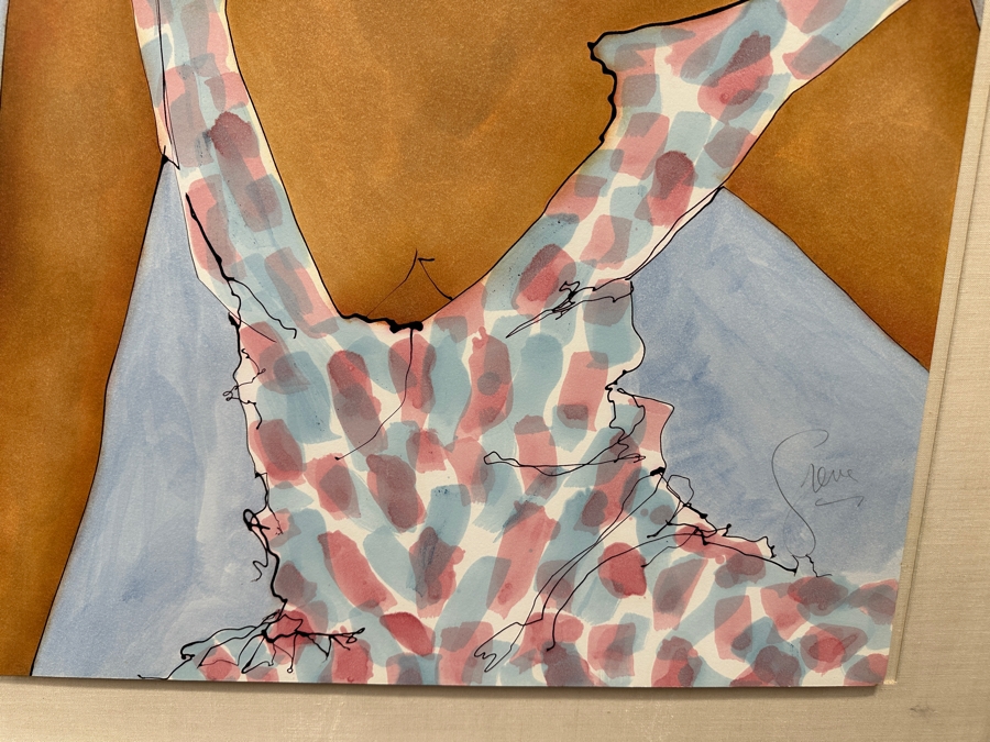 Gerrit Greve (1948-2024, Cardiff by the Sea, CA) Original Mixed Media Painting On Paper Titled 'Jamaica' 1978 Signed Lower Right 26' X 33' Framed 34.5' X 41.5' (Missing Glass) Estimate $858 - $1,073 [Photo 7]