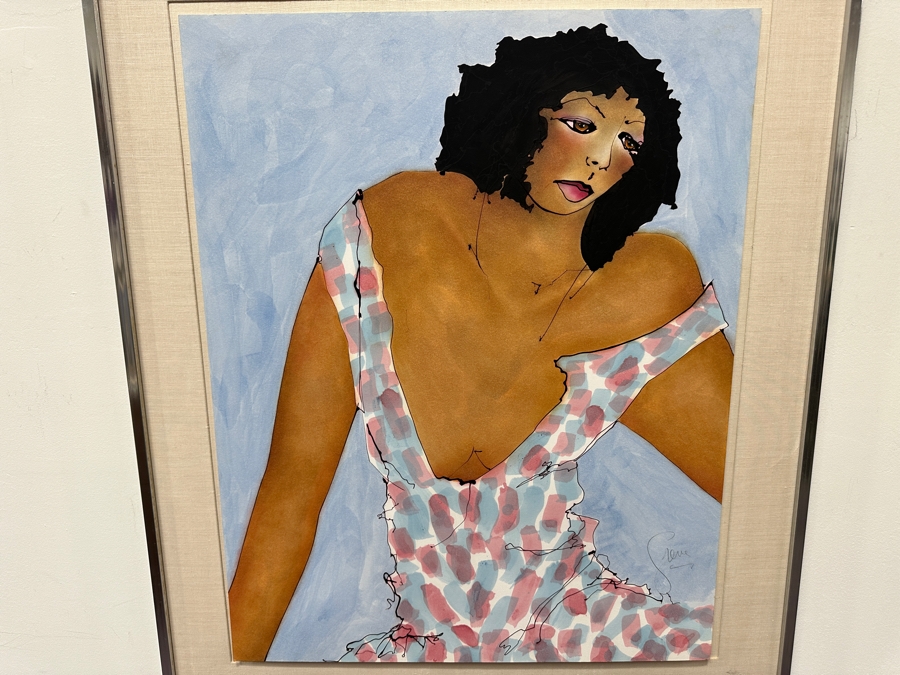 Gerrit Greve (1948-2024, Cardiff by the Sea, CA) Original Mixed Media Painting On Paper Titled 'Jamaica' 1978 Signed Lower Right 26' X 33' Framed 34.5' X 41.5' (Missing Glass) Estimate $858 - $1,073 [Photo 4]