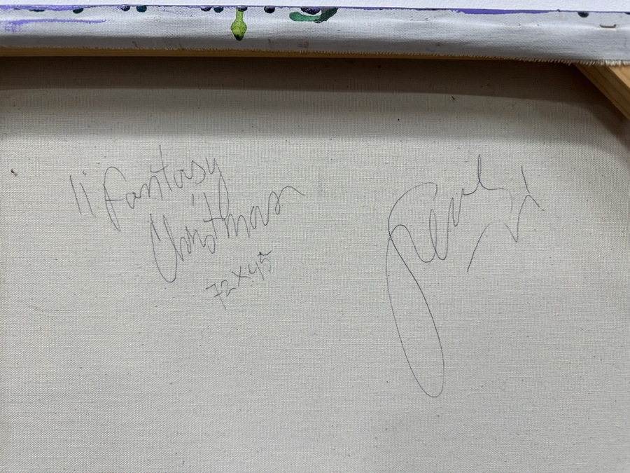 Gerrit Greve (1948-2024, Cardiff by the Sea, CA) Original Acrylic Sand Painting On Canvas Titled 'Fantasy Christmas' Signed Verso 72' X 45' Estimate $3,240 - $4,050 [Photo 8]