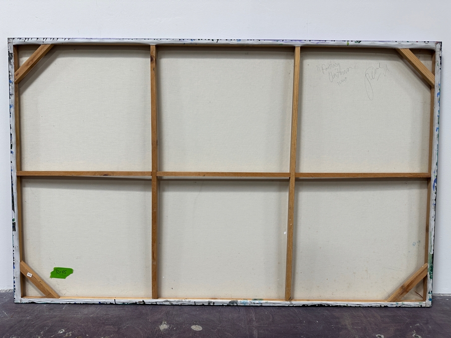 Gerrit Greve (1948-2024, Cardiff by the Sea, CA) Original Acrylic Sand Painting On Canvas Titled 'Fantasy Christmas' Signed Verso 72' X 45' Estimate $3,240 - $4,050 [Photo 7]