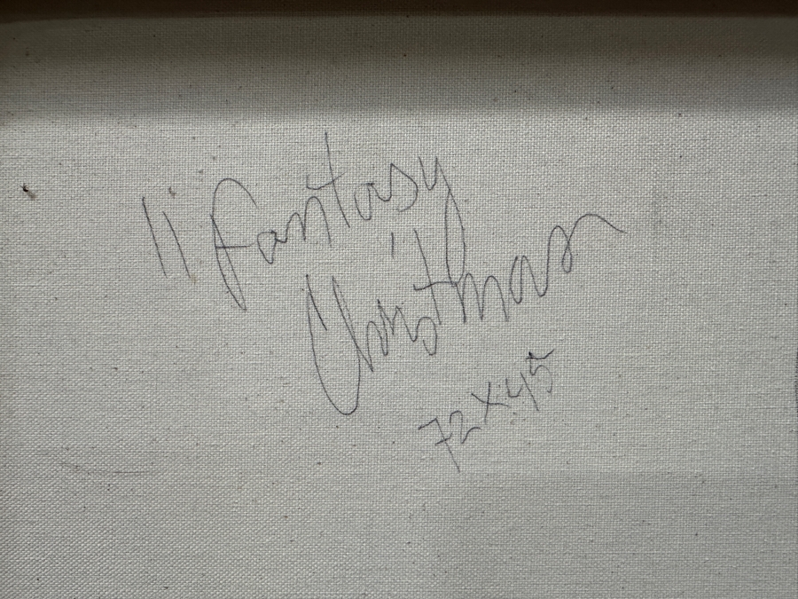 Gerrit Greve (1948-2024, Cardiff by the Sea, CA) Original Acrylic Sand Painting On Canvas Titled 'Fantasy Christmas' Signed Verso 72' X 45' Estimate $3,240 - $4,050 [Photo 10]