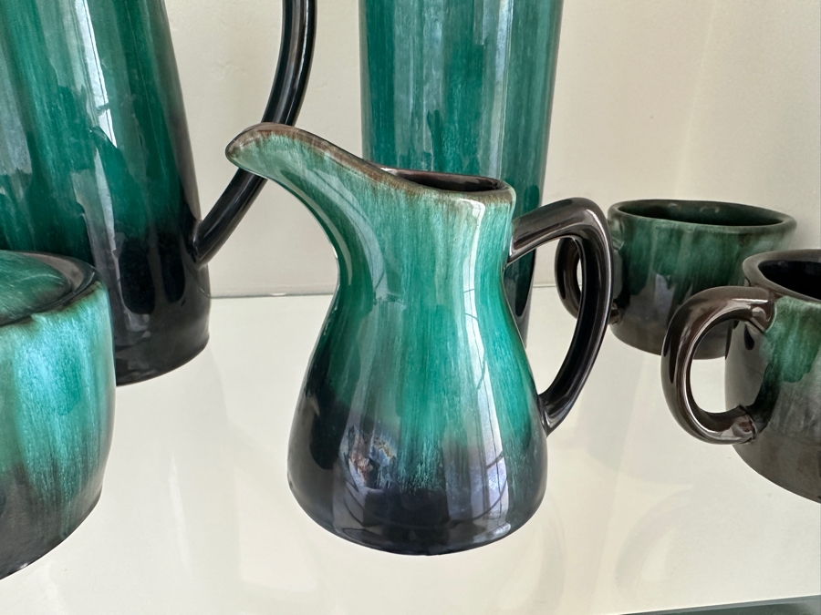 Just Added - Blue Mountain Pottery Glazed Pottery Coffee Set With Vase Three Trees Mark Made In Canada [Photo 4]