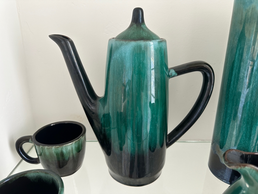 Just Added - Blue Mountain Pottery Glazed Pottery Coffee Set With Vase Three Trees Mark Made In Canada [Photo 5]