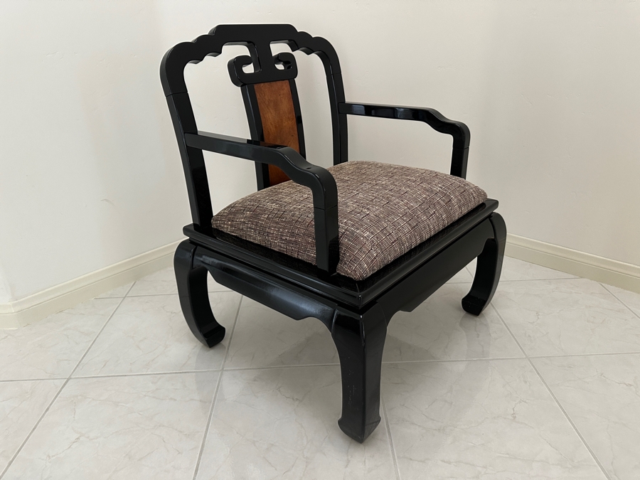 Just Added - Vintage Chinoiserie Wooden Lacquer Armchair By Schnadig Furniture Corporation 28W X 25D X 33H [Photo 2]