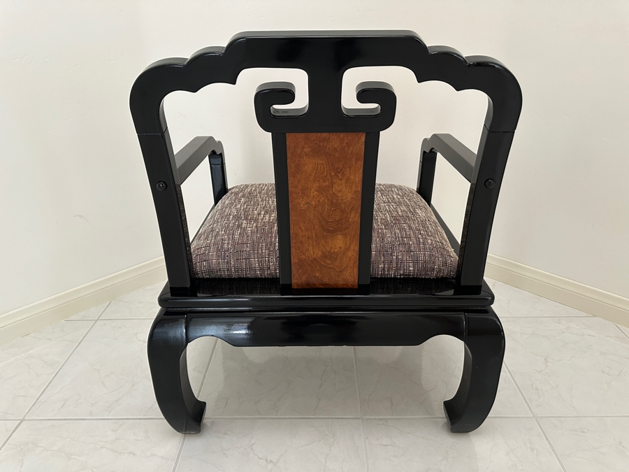 Just Added - Vintage Chinoiserie Wooden Lacquer Armchair By Schnadig Furniture Corporation 28W X 25D X 33H [Photo 3]