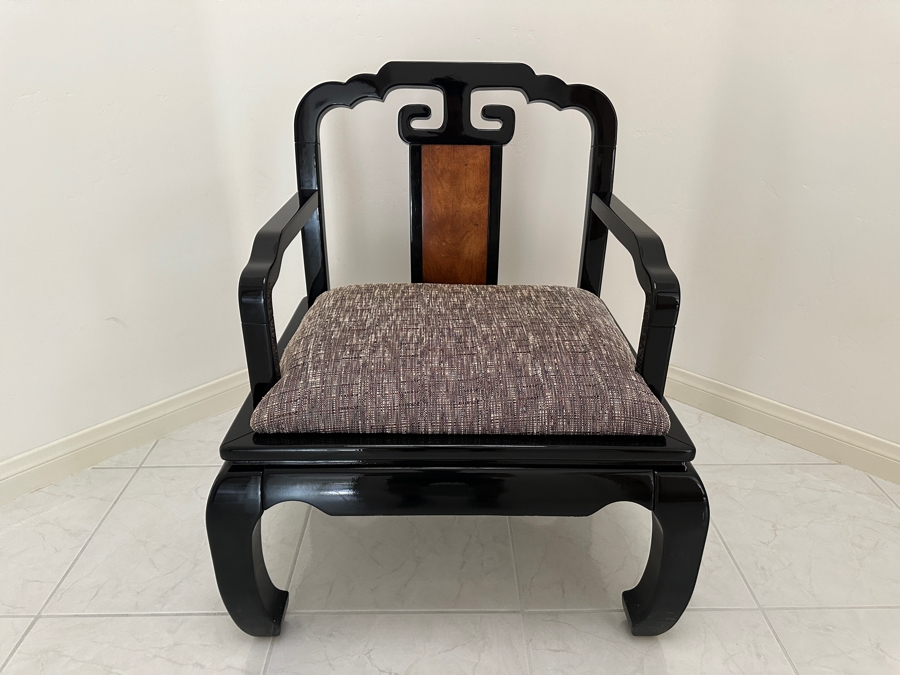 Just Added - Vintage Chinoiserie Wooden Lacquer Armchair By Schnadig Furniture Corporation 28W X 25D X 33H