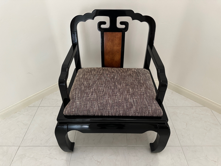 Just Added - Vintage Chinoiserie Wooden Lacquer Armchair By Schnadig Furniture Corporation 28W X 25D X 33H [Photo 4]