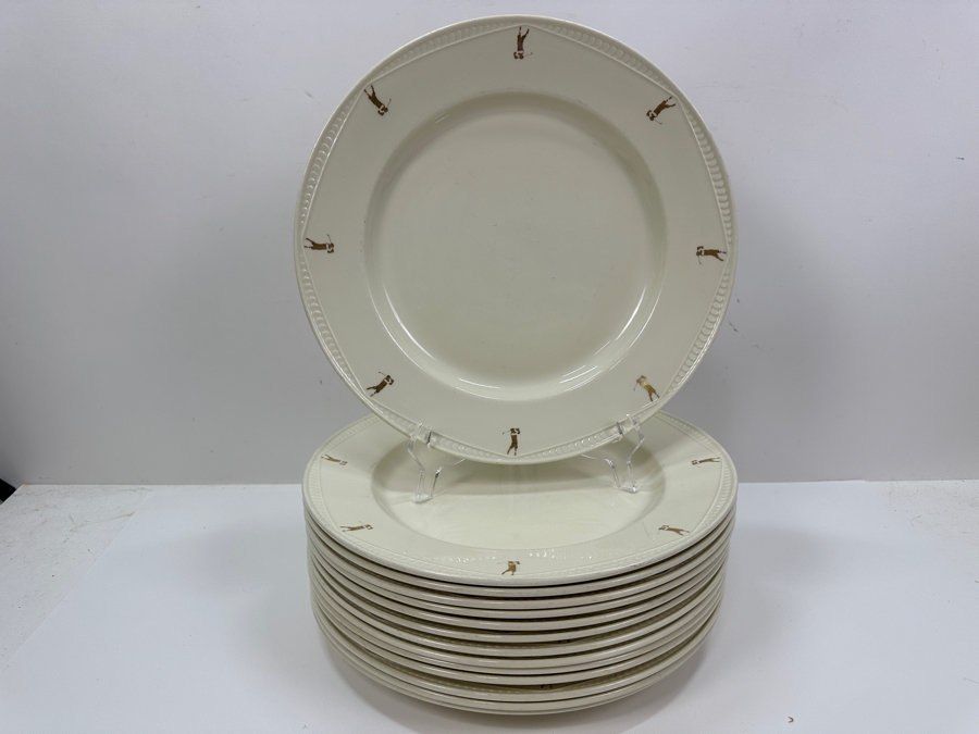 Just Added - (14) 11.75'R Dinner Plates With Golfer On Rim By Steelite International Made In England [Photo 2]