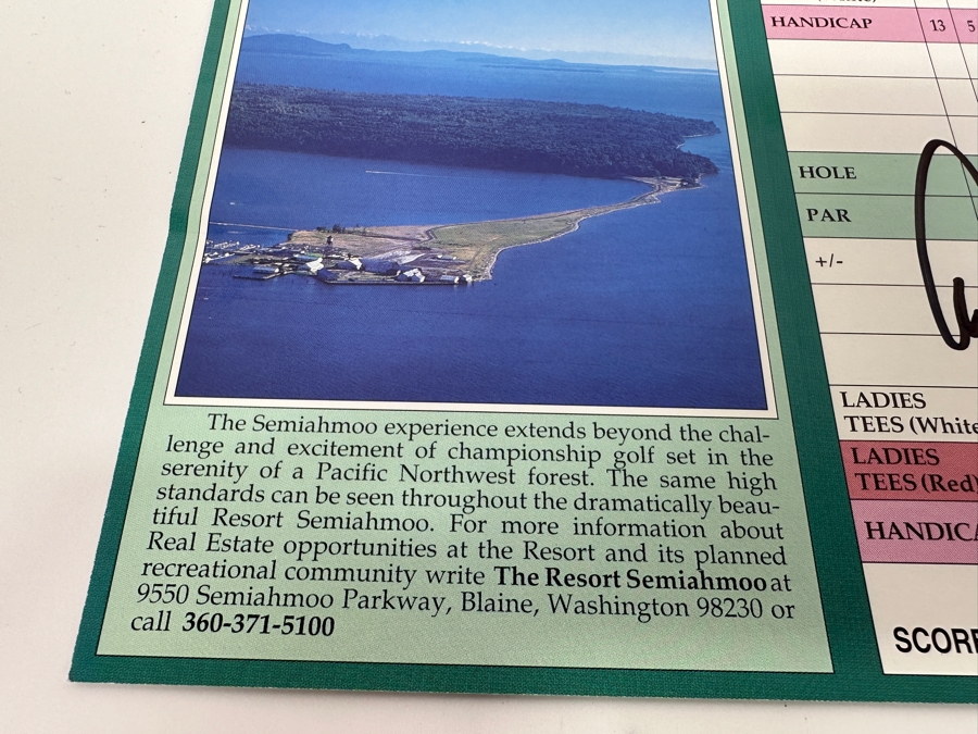 Just Added - Arnold Palmer Autographed Golf Score Card From The Resort Semiahmoo Golf Course In Blaine, WA 12' X 6' [Photo 7]