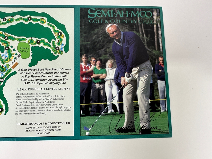 Just Added - Arnold Palmer Autographed Golf Score Card From The Resort Semiahmoo Golf Course In Blaine, WA 12' X 6' [Photo 8]