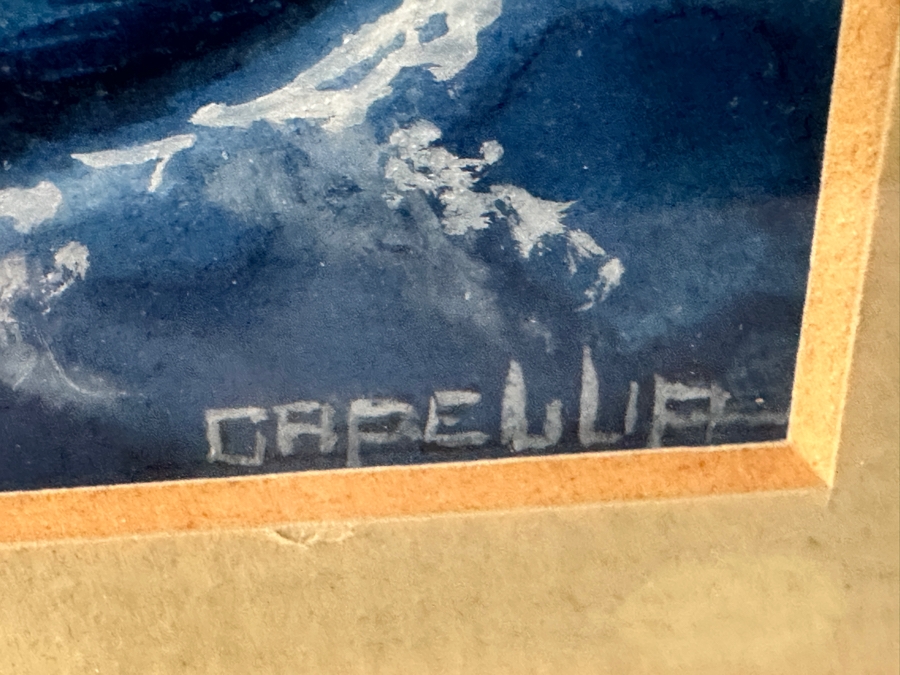 Just Added - J. P. Capella Original Watercolor Painting Of A Bald Eagle & Rainbow Trout Signed Lower Right Capella 33.5 X 27.5 Framed 41 X 35.5 [Photo 12]