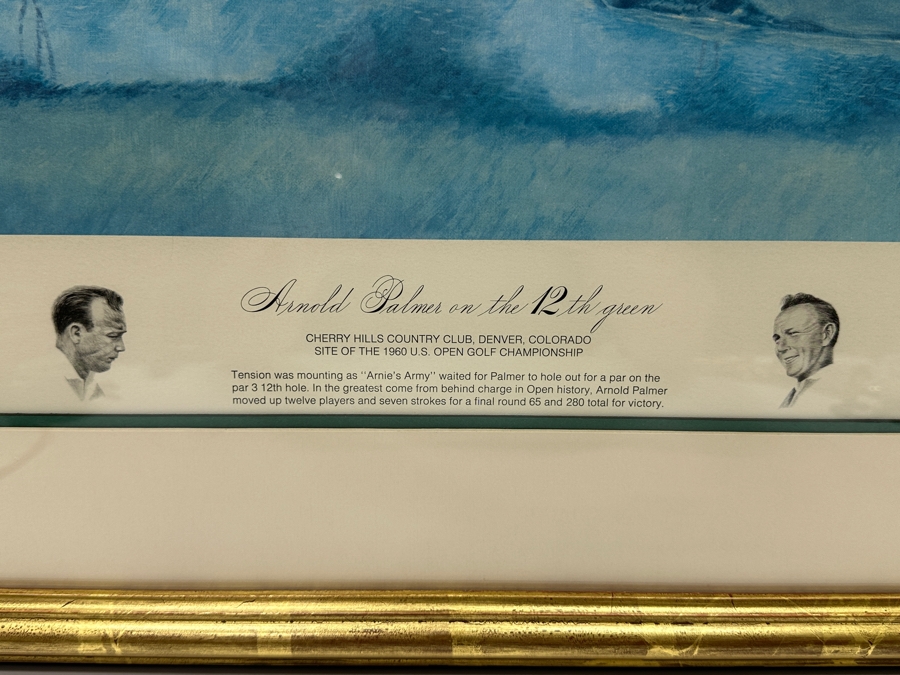 Just Added - Hand Signed Donald Moss Lithograph Titled 'Arnold Palmer On The 12th Green' At The 1960 U.S. Open Golf Championship 27.5 X 22 Framed 36 X 30.5 [Photo 4]