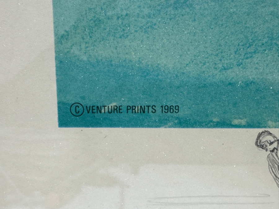 Just Added - Vintage 1969 Hand Signed Arthur Weaver Print With Hand Drawn Illustration Titled 'Play On The 6th Green: The Masters 1968' With Gary Player Observing Frank Beard 23 X 18 Framed 35 X 30.5 [Photo 8]