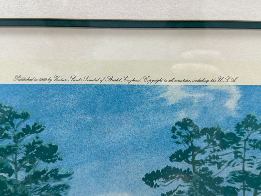 Just Added - Vintage 1969 Hand Signed Arthur Weaver Print With Hand Drawn Illustration Titled 'Play On The 6th Green: The Masters 1968' With Gary Player Observing Frank Beard 23 X 18 Framed 35 X 30.5 [Photo 7]