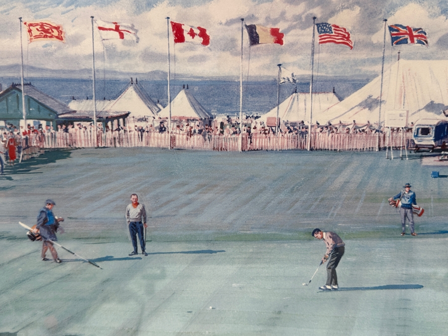 Just Added - Vintage 1968 Hand Signed Arthur Weaver Print With Hand Drawn Illustration Titled '18th Green Royal & Ancient' With Winner Gay Brewer, USA Putting 24 X 18 Framed 32.5 X 28 [Photo 12]