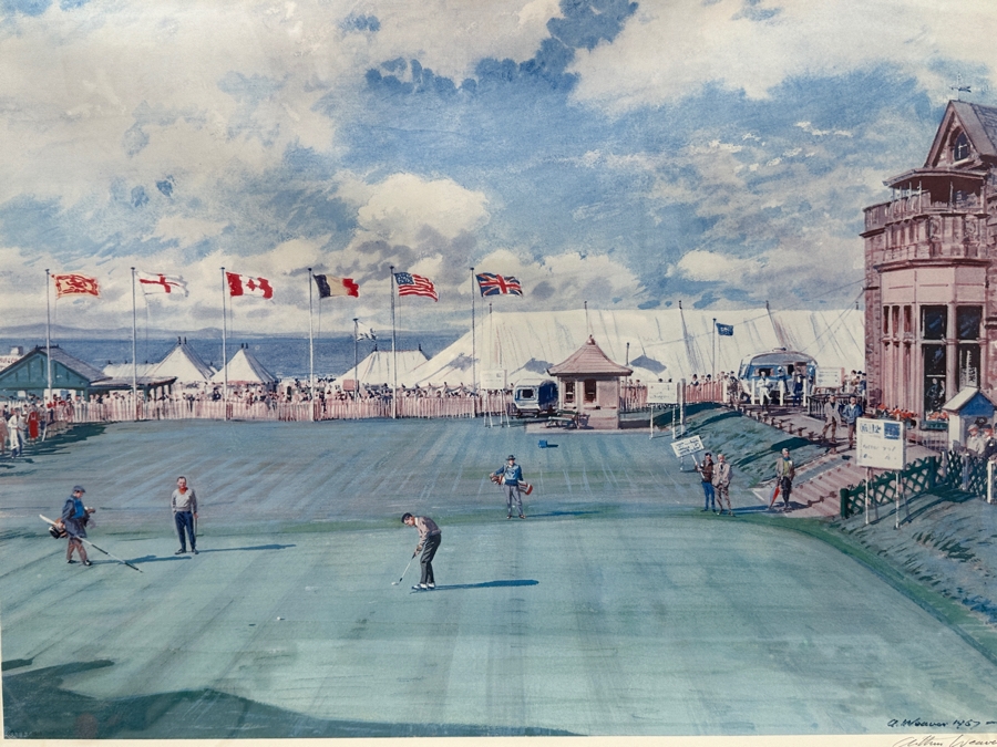 Just Added - Vintage 1968 Hand Signed Arthur Weaver Print With Hand Drawn Illustration Titled '18th Green Royal & Ancient' With Winner Gay Brewer, USA Putting 24 X 18 Framed 32.5 X 28 [Photo 11]