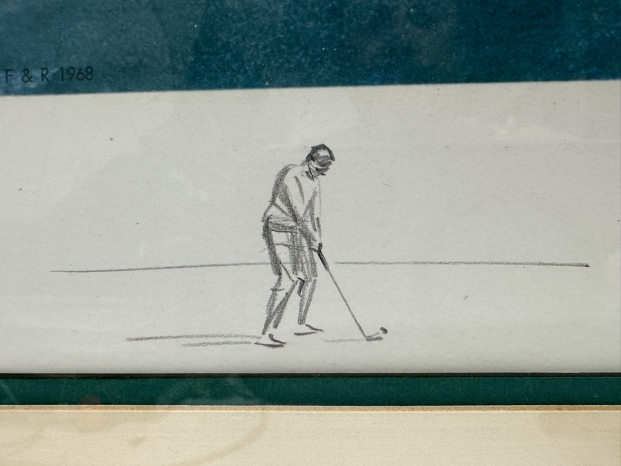 Just Added - Vintage 1968 Hand Signed Arthur Weaver Print With Hand Drawn Illustration Titled '18th Green Royal & Ancient' With Winner Gay Brewer, USA Putting 24 X 18 Framed 32.5 X 28 [Photo 7]