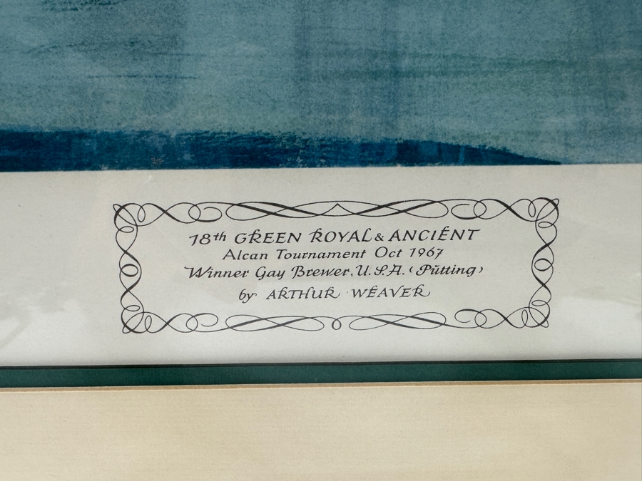 Just Added - Vintage 1968 Hand Signed Arthur Weaver Print With Hand Drawn Illustration Titled '18th Green Royal & Ancient' With Winner Gay Brewer, USA Putting 24 X 18 Framed 32.5 X 28 [Photo 4]
