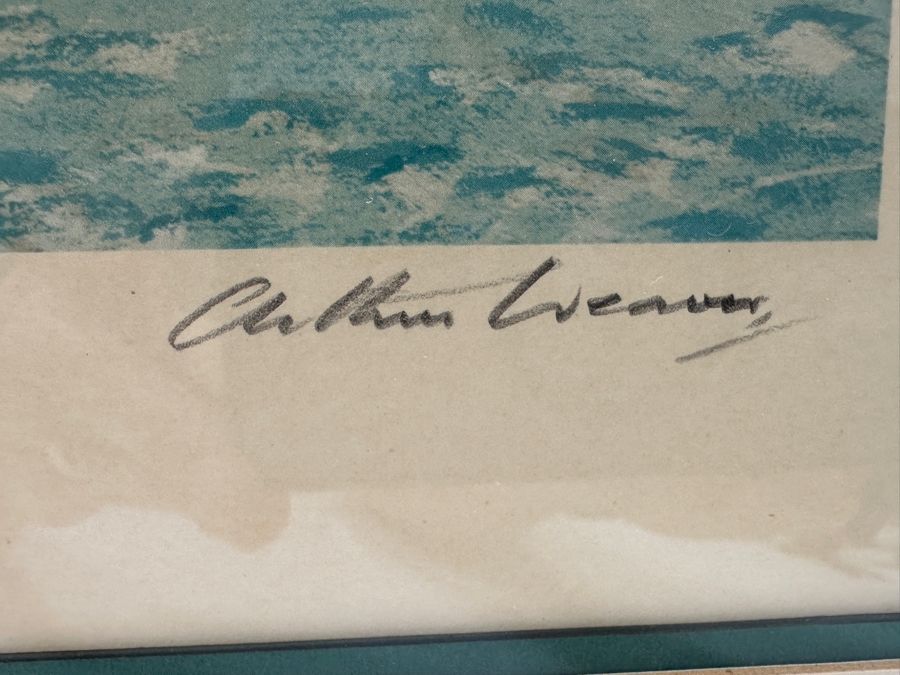 Just Added - Vintage 1969 Hand Signed Arthur Weaver Print With Hand Drawn Illustration Titled 'The Masters, 1968' With Bob Goalby Making The Final Putt To Win 24 X 18 Framed 32.5 X 28 [Photo 4]