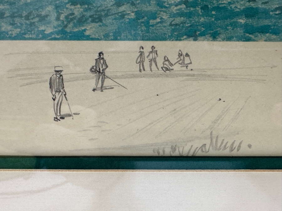 Just Added - Vintage 1969 Hand Signed Arthur Weaver Print With Hand Drawn Illustration Titled 'The Masters, 1968' With Bob Goalby Making The Final Putt To Win 24 X 18 Framed 32.5 X 28 [Photo 5]