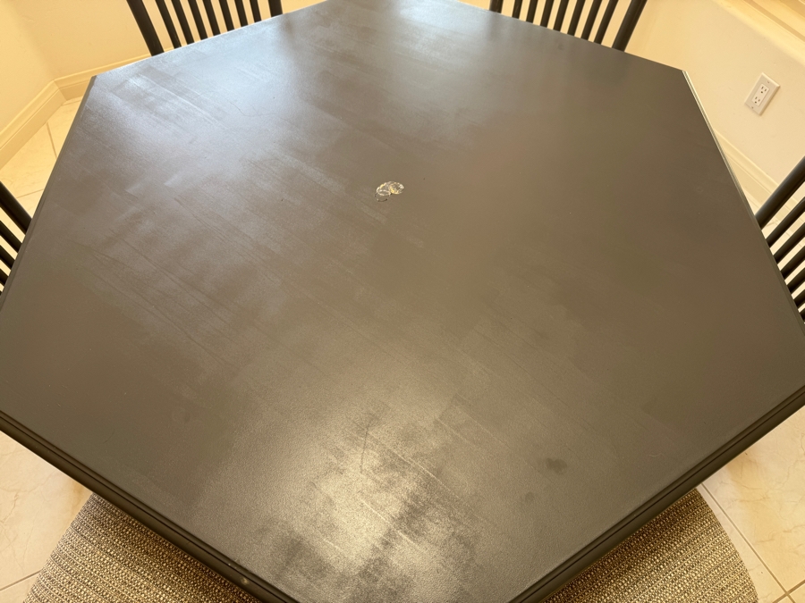 Just Added - Wooden Hexagon Pedestal Dining Table With Six Dining Chairs 47W X 29.5H [Photo 5]