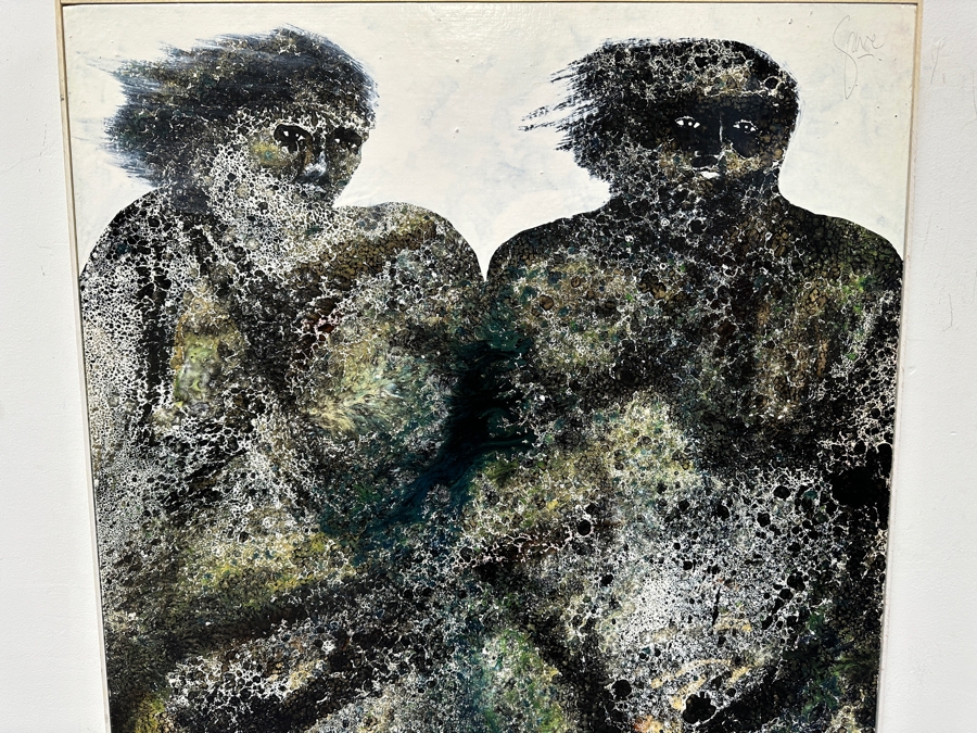 Just Added - Gerrit Greve (1948-2024, Cardiff by the Sea, CA) Original Acrylic Painting On Canvas Titled 'The Monkey People' Signed Upper Right 30' X 32.5' Estimate $975 - $1,219 [Photo 11]