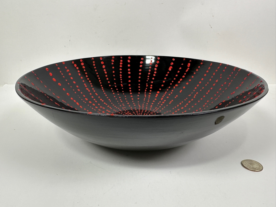 Just Added - Gerrit Greve (1948-2024, Cardiff by the Sea, CA) Original Acrylic Painted Vessel Bowl (These Were Coupled With His Paintings) 13.75W X 3.75H [Photo 4]