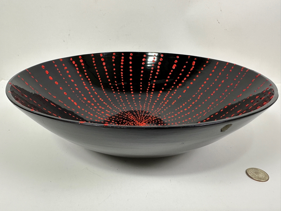 Just Added - Gerrit Greve (1948-2024, Cardiff by the Sea, CA) Original Acrylic Painted Vessel Bowl (These Were Coupled With His Paintings) 13.75W X 3.75H [Photo 5]