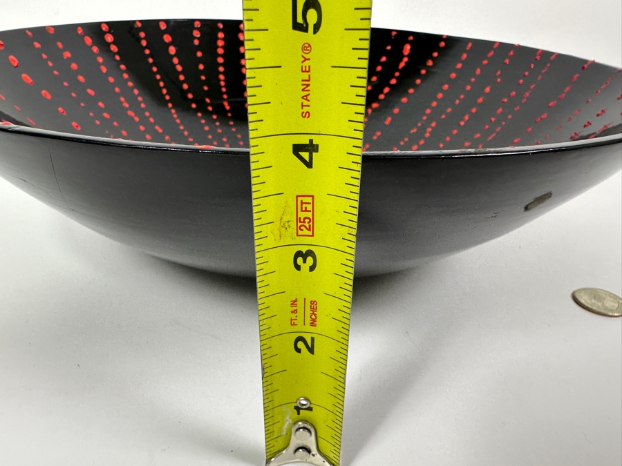 Just Added - Gerrit Greve (1948-2024, Cardiff by the Sea, CA) Original Acrylic Painted Vessel Bowl (These Were Coupled With His Paintings) 13.75W X 3.75H [Photo 7]