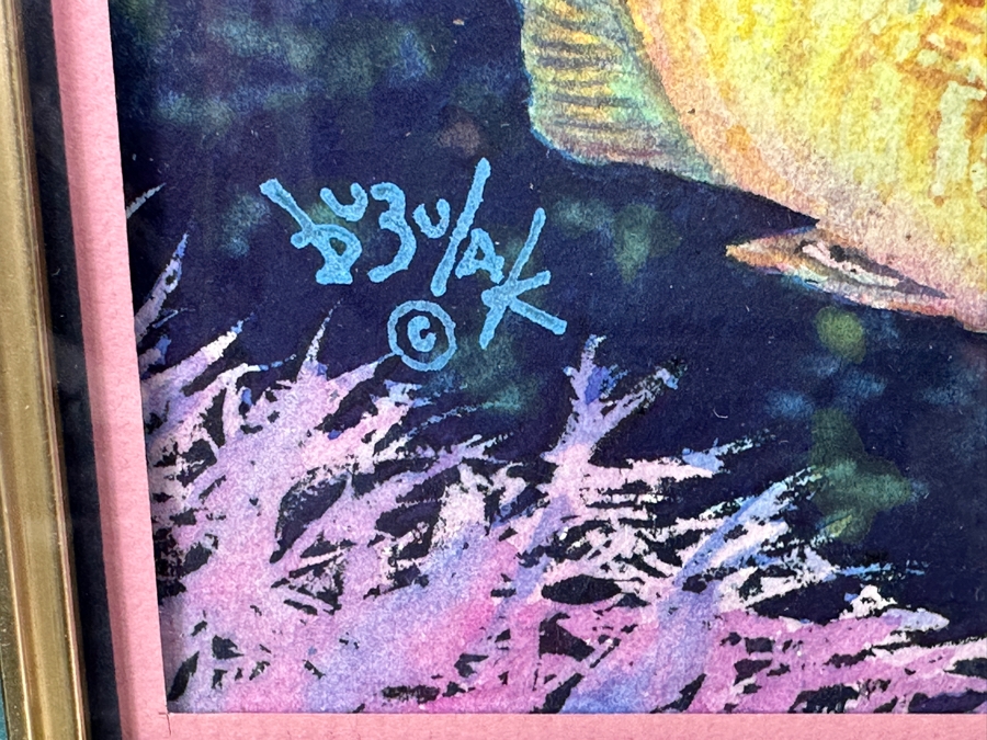Just Added - Tom Buzulak Original Watercolor Fish Painting Signed Lower Left 5.5 X 7.5 Framed 14 X 16 [Photo 7]