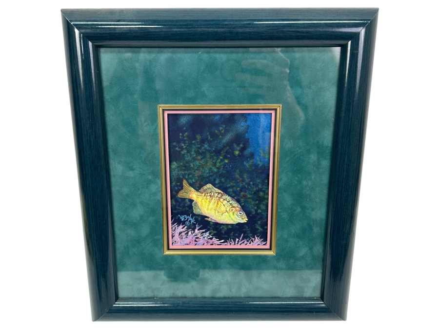 Just Added - Tom Buzulak Original Watercolor Fish Painting Signed Lower Left 5.5 X 7.5 Framed 14 X 16 [Photo 2]