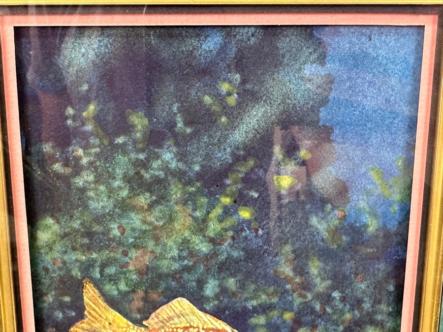 Just Added - Tom Buzulak Original Watercolor Fish Painting Signed Lower Left 5.5 X 7.5 Framed 14 X 16 [Photo 8]