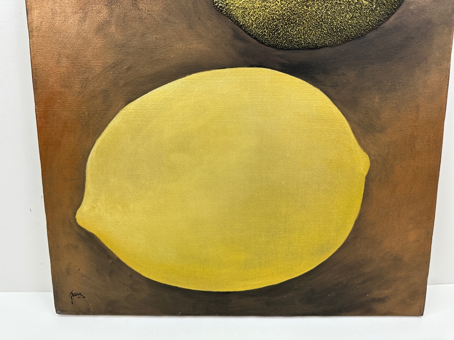 Just Added - Gerrit Greve (1948-2024, Cardiff by the Sea, CA) Original Acrylic Painting On Canvas Titled 'Lemony #3' 1999 Signed Lower Left And Verso 16' X 20' Estimate $320 - $400 [Photo 4]