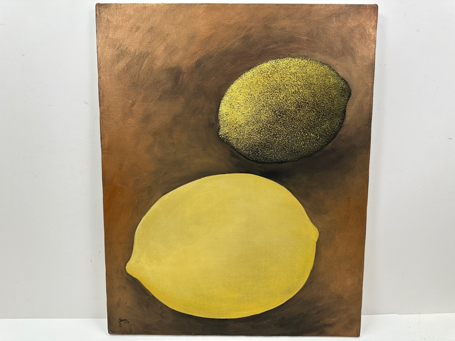 Just Added - Gerrit Greve (1948-2024, Cardiff by the Sea, CA) Original Acrylic Painting On Canvas Titled 'Lemony #3' 1999 Signed Lower Left And Verso 16' X 20' Estimate $320 - $400 [Photo 2]
